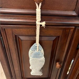 Blue and Cream Rope THREE Fish Hanging